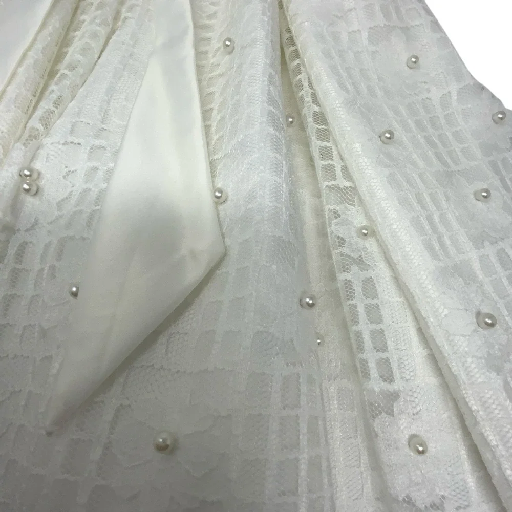 American Princess Girls White Dress‎ With Pearls Lace Crinoline Size 4 Holiday